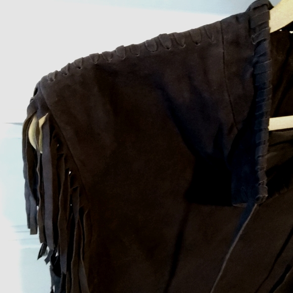 💥Nwot💥WALTER BAKER Black Suede Sleeveless Dress w/ Side Fringe - Picture 9 of 11